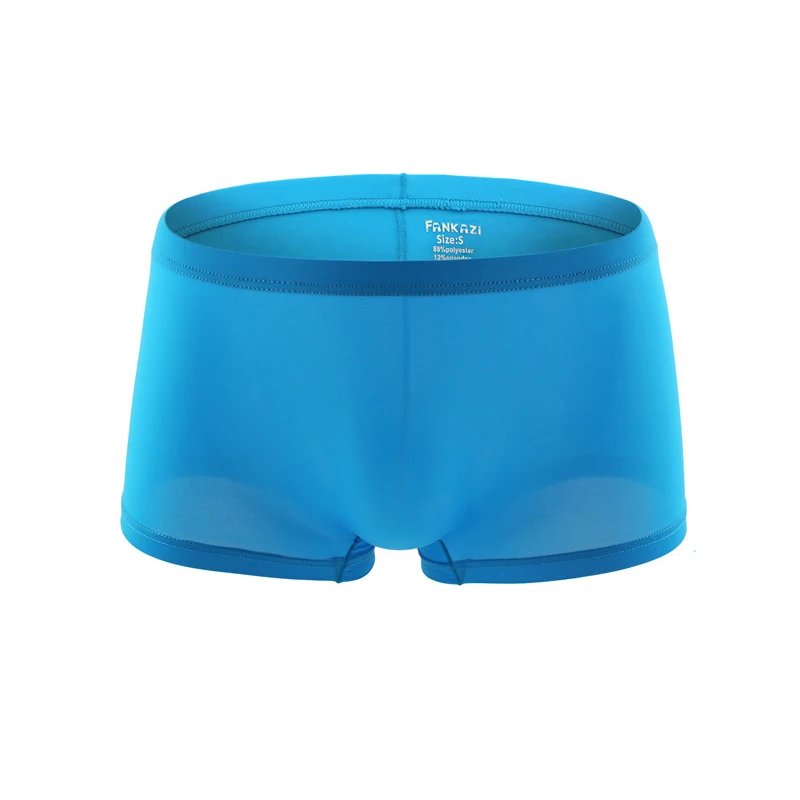 

Sexy Male Underwear Solid Ice Silk Breathable Soft Simple Style Man Boxers U Pouch Cueca Calzoncillos Underpants Trunks