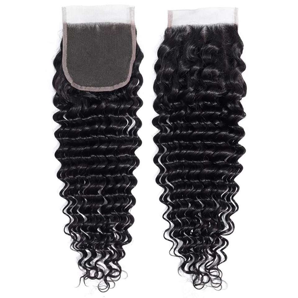 Deep Wave Human Hair Closure 4x4/5x5 Transparent Lace Closure Brazilian Closure Frontal Lace Closure Only Natural Hairline With Baby Hair