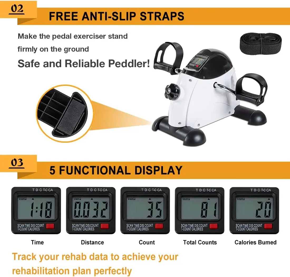 Portable Mini Exercise Bike Under Desk Adjustable Rehabilitation Pedal Exerciser Hand Pedal Cycle Hand Held Exercise Equipment view 3