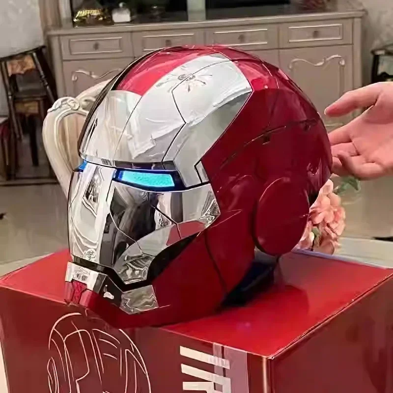 MK5 Iron Man Helmet LED Eyes 1/1 Cosplay Voice Control Avengers Metal Mask Electric Voice Control Helmet Christmas Gift Boy Toys