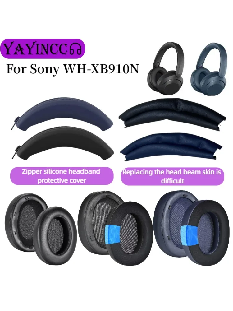 YAYINCC pour SONY WH-XB910N casque sans fil remplacement gel de glace oreillettes cache-oreilles coussin d'oreille bandeau en cuir 3