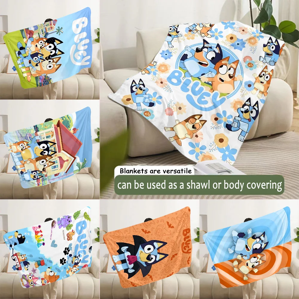 Cartoon B-Blueys Bandit Chilli Printed Blanket Picnic Blankets Warm Blanket Soft and Comfortable Blanket Home Birthday Gift