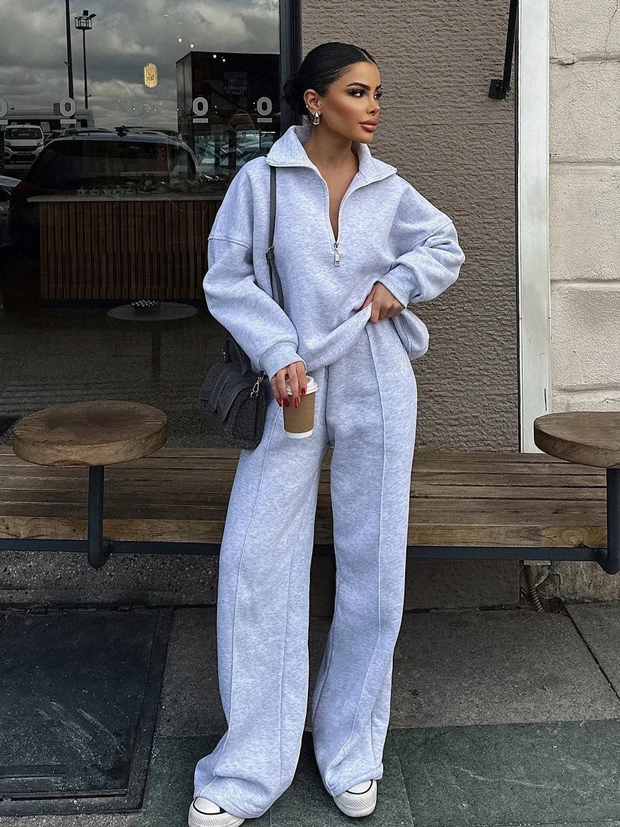 

Casual Sports Outfit Jacket And Trousers Long Sleeve Hoodie Loose Fit Sweatpants Women's Spring Autumn Winter Two-Piece Set