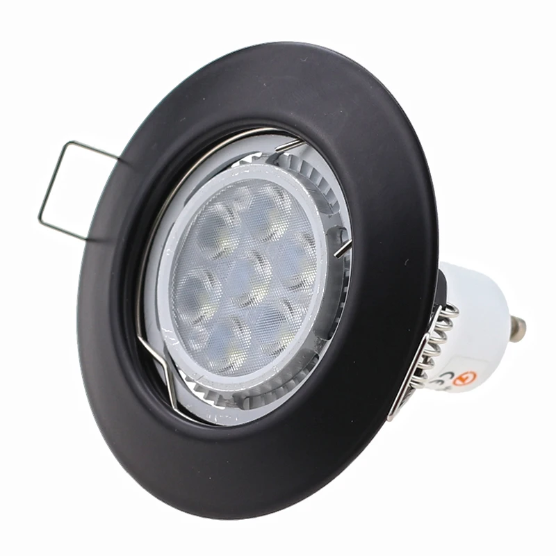 Ronde Metalen Zwart Verzonken Led Plafond Licht Frame MR16 GU10 Lamp Armatuur Downlight Houder GU10 Spot Armatuur Voor Behuizing