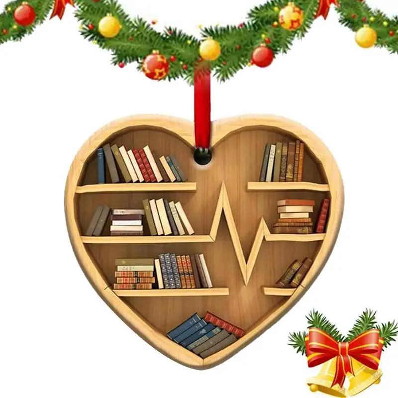 Christmas Bookshelf Ornament Artsy Woodsy Custom Book Christmas Ornament Tree Decorations Gifts For Reading Lover Bookworm