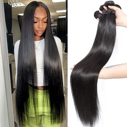 38 40 Inch Human Hair Bundles Brazilian Hair Weave Bundles Straight Human Hair Bundles 32 Inch Bundles Hair Extensions