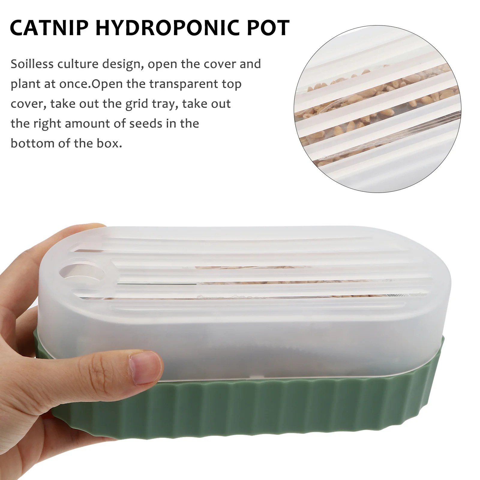 1 Juego de Kit de hierba para gatos, caja de plantación hidropónica Retro, caja de plástico para vivero de cultivo sin suelo, suministros para gatos, herramienta de jardín, hierba para mascotas