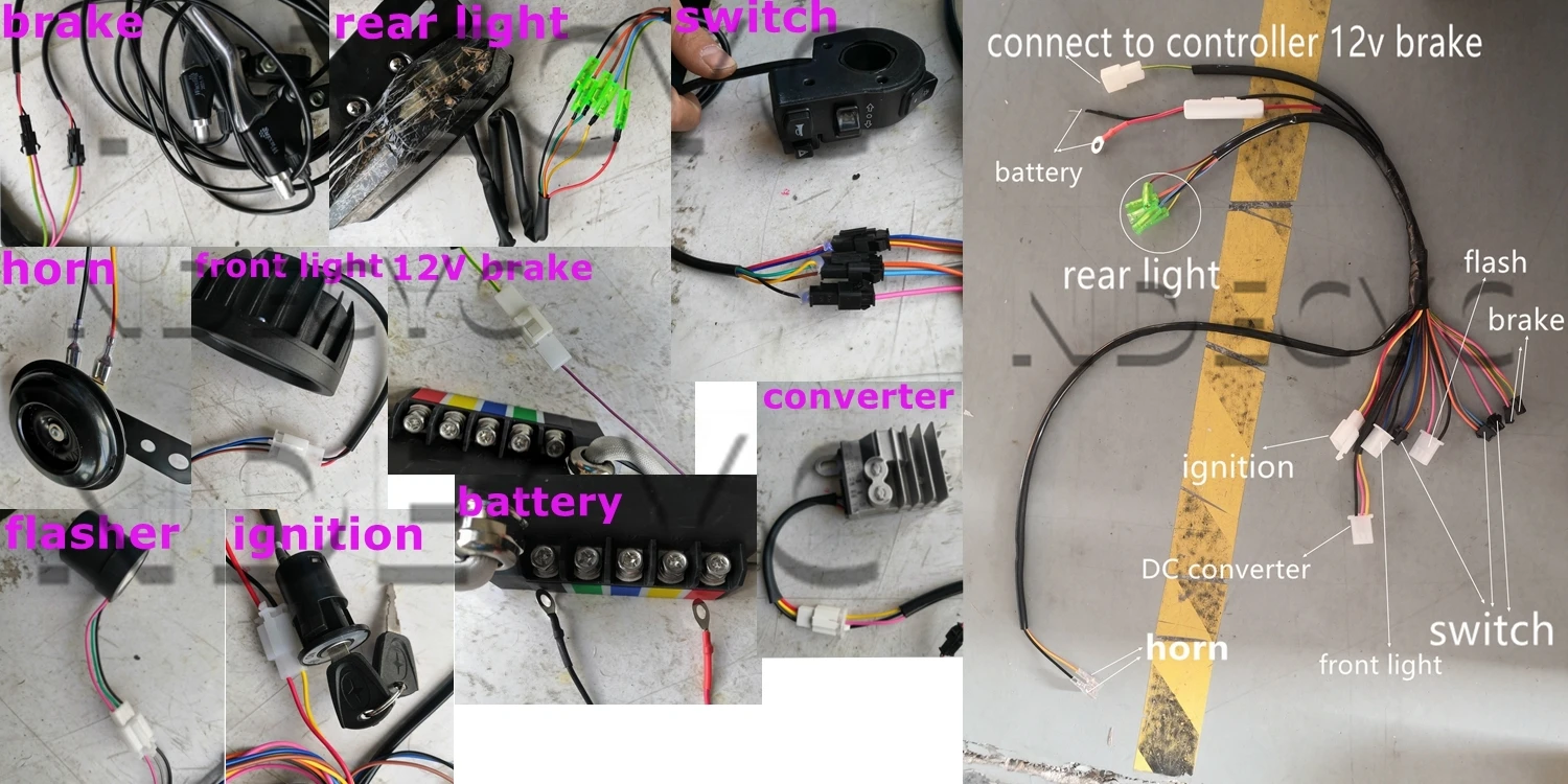 US Stock High brake output Motorcycle kit 24/36/48V/60V Headlight Front Rear Light Flasher horn voltage converter Accessories