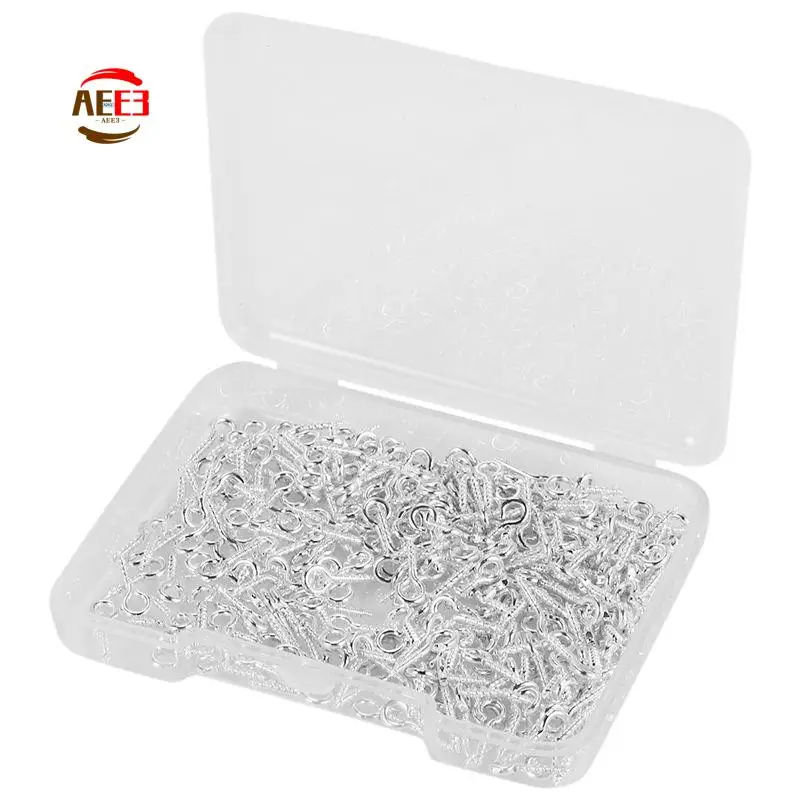 AEE3-300 Pcs Multipurpose Eye Bolts Hook Screw Eye Nails Pin Bail For DIY Jewelry Making Accessories