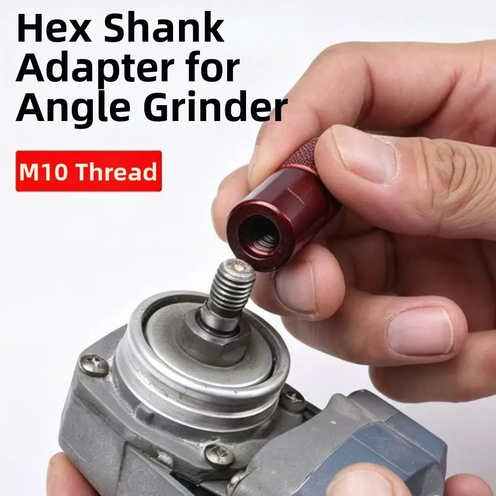 M10 Thread Angle Grinder Adapter Hex Shank Quick Lock Drill Bit Adapter Anti-Slip Hex Shank Converter Angle Grinder Accessory