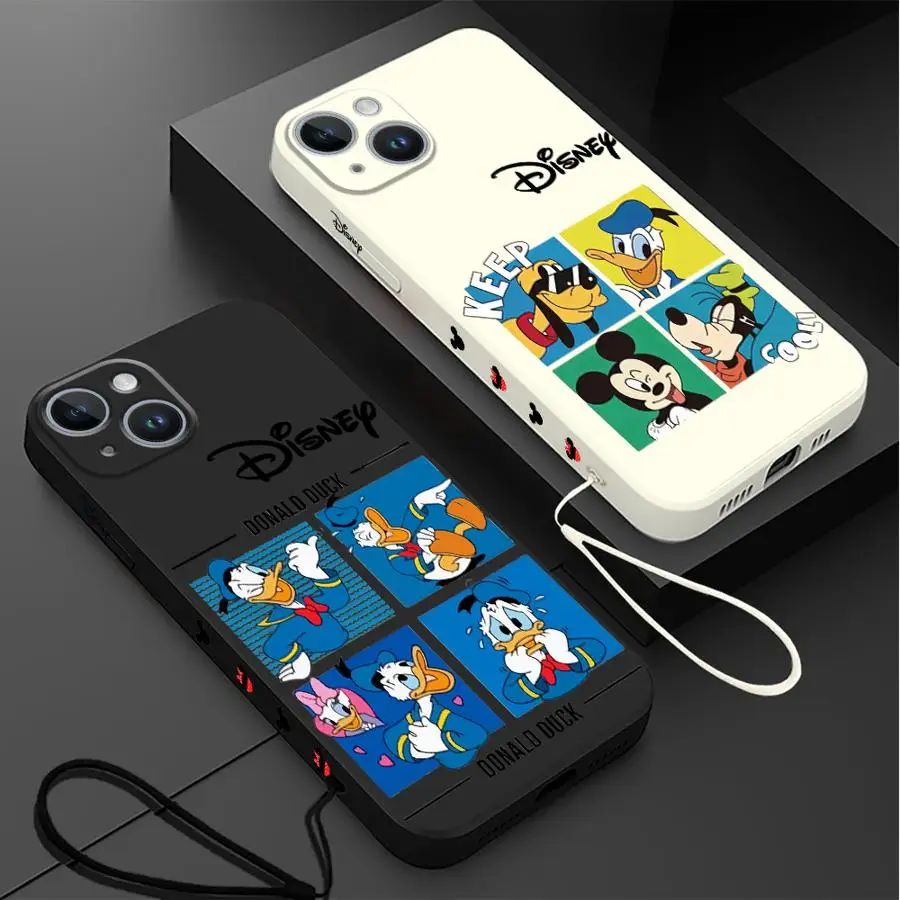 Dinsey دونالد داك حافظة هاتف لطيفة لهاتف آيفون 11 12 13 14 15 16 Pro Max XR XS 7 8 SE 15 Plus 13 حافظة صغيرة ناعمة من البولي يوريثان #1