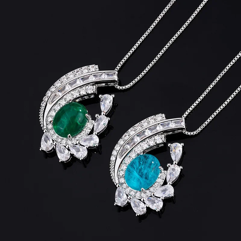 

Paraba High Carbon Diamond Peacock Sweater Pendant Necklace Women Jewelry Korean Style Luxury Pretty Classic Wedding Anniversary