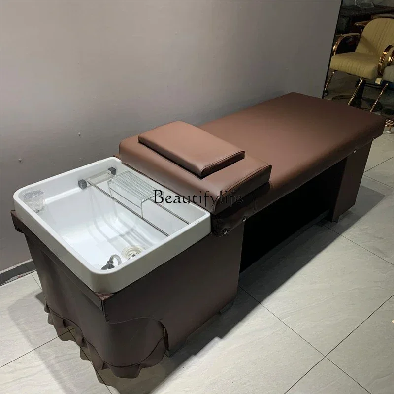 Hair Salon Shampoo Chair Thai Flat Lying Salon Bed Ceramic Basin