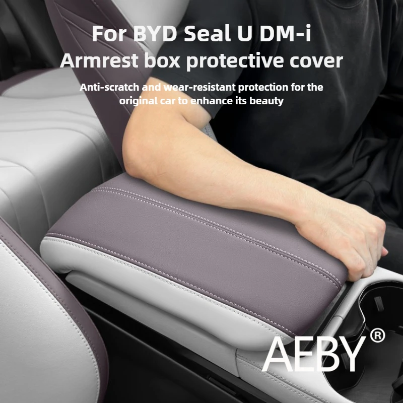 

AEBY For BYD Seal U DM-i 2020-2025 Center Console Armrest Box Cover, Anti-Scratch Leather Protective Case, Interior Accessories