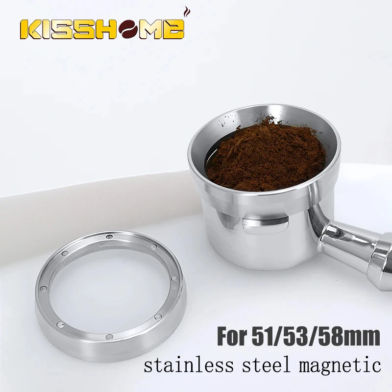 Coffee Dosing Ring Magnetic 51mm 53mm 58mm Stainless Steel Espresso Funnel For Delonghi Breville Portafilter Barista Accessories