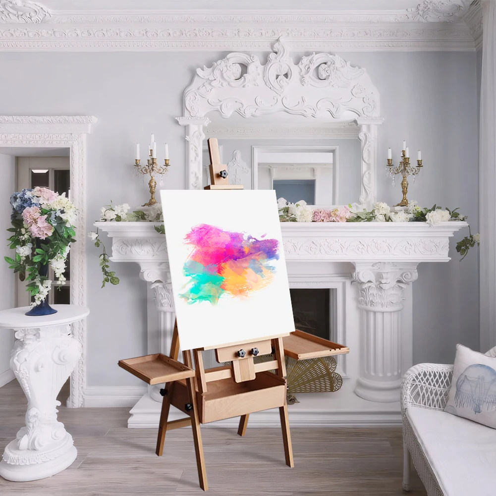 

Beech Foldable Flat Easel Dual-Purpose Foldable Adjustable Easel Drawing Board Easel for Children Sketch Oil Painting