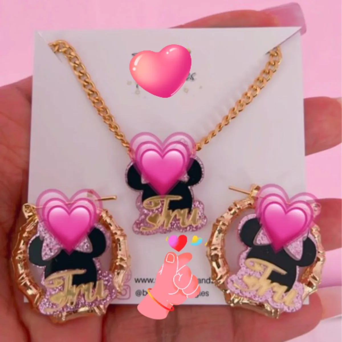 DUOYING-Juego de joyas con nombre personalizado, letras acrílicas, placa de identificación, pendientes de bambú para regalo de niños