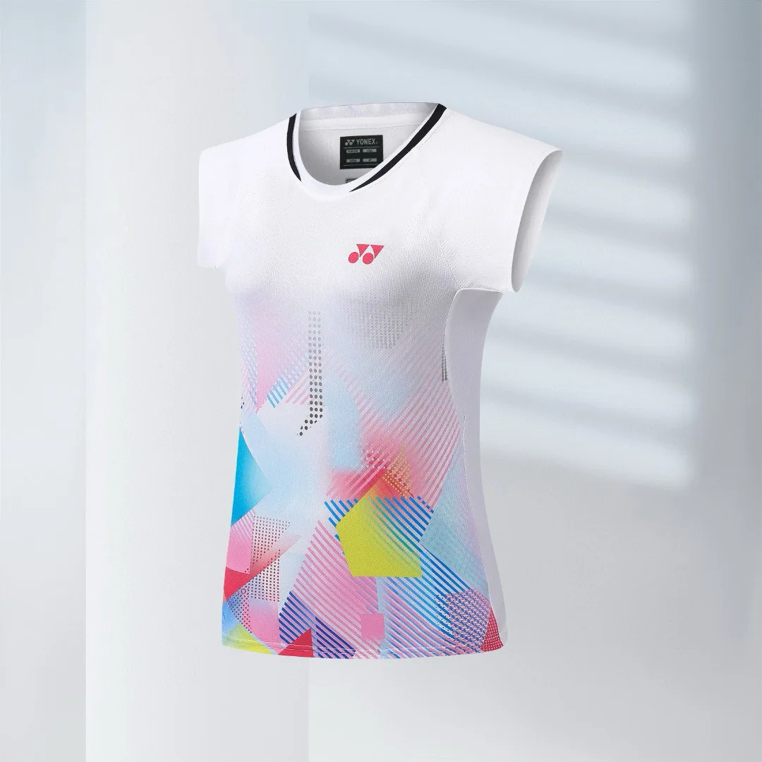 YONEX 2025 جديد ملابس تنس الريشة الرياضية قصيرة الأكمام تي شيرت مريح للتنفس ماصة للعرق التجفيف السريع