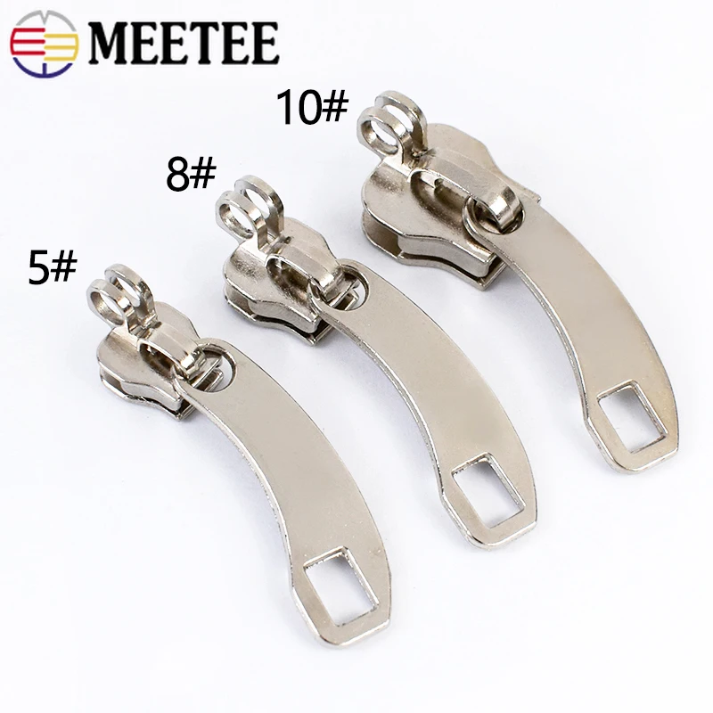 Meetee 2/5/10Pairs 5# 8# 10# Double Zipper Sliders with Lock Hole for Nylon Zippers Puller Repair Kit DIY Sewing Accessories