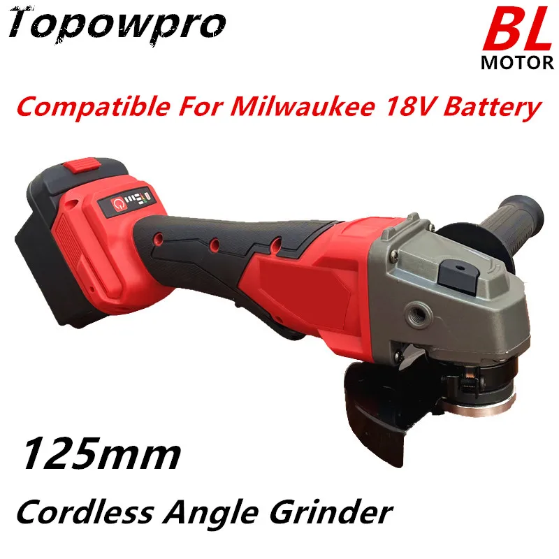 

Compatible For Milwaukee 18V Battery 125mm Brushless Angle Grinder Cutting Polishing Grinding Machine Variable Speed Power Tools