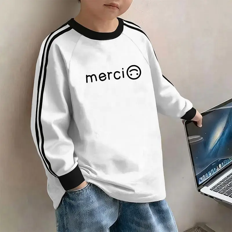 New Boys Round Neck Long Sleeve T Shirt Color Block Raglan Cotton Casual Cool Tops Spring Autumn Kids Tee