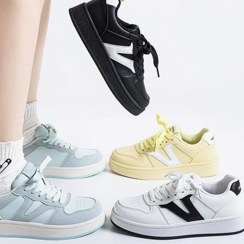 Zapatillas de deporte blancas con bloques de Color para mujer, versión coreana, estilo universitario, versátiles, a la moda, estilo callejero, otoño 2025