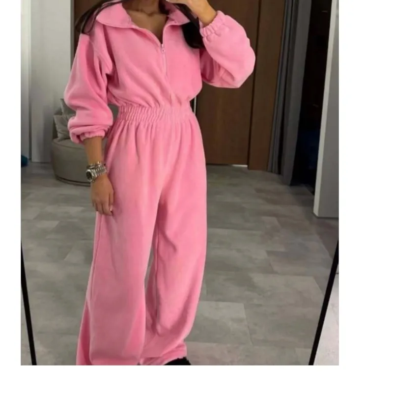 

Модный женский комбинезон, мягкий осенне-зимний откидной воротник с застежкой-молнией, однотонные цельные брюки, повседневный удобный женский комплект