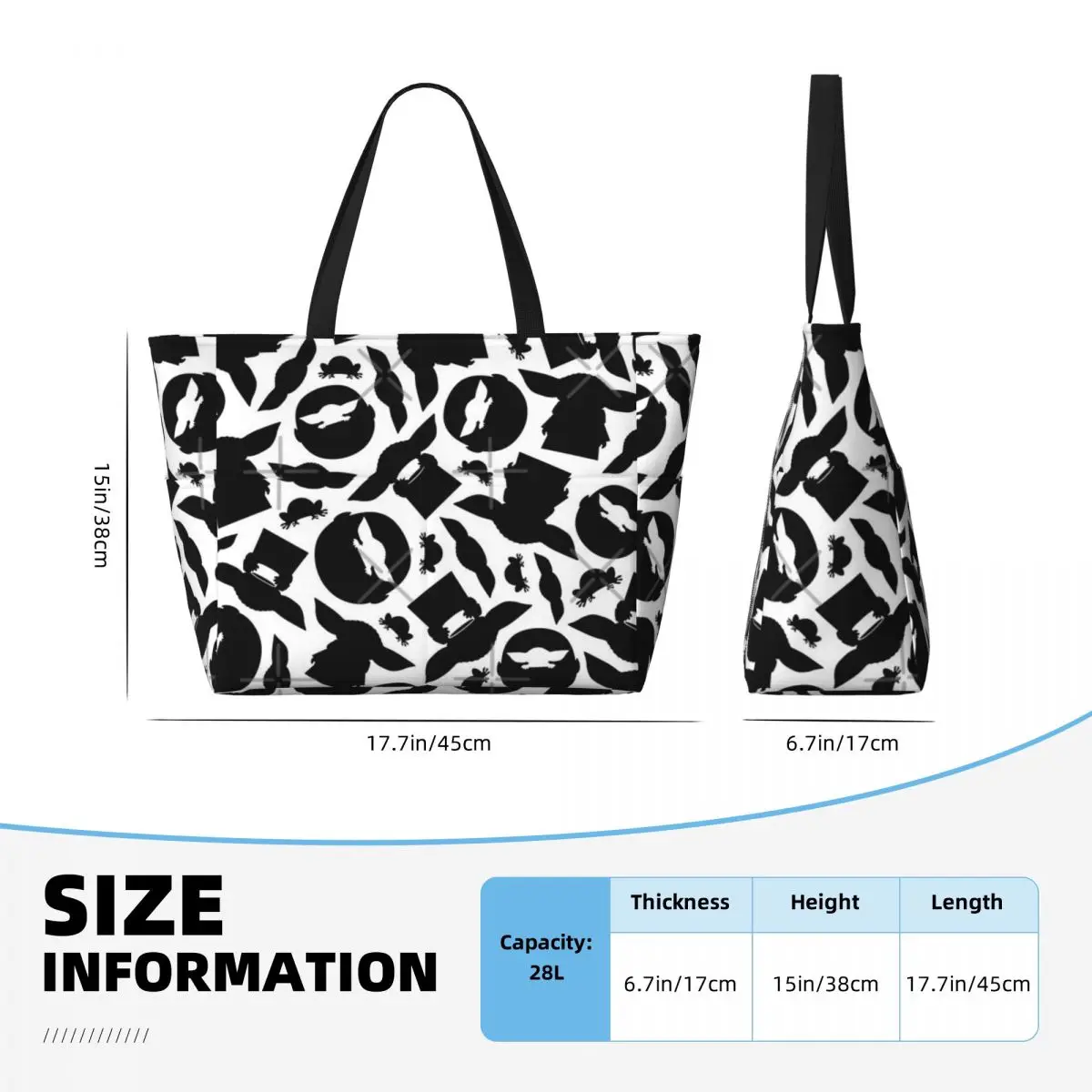 Monochrome Silhouetten Strand Reisetasche, Einkaufstasche beliebte praktische Reise Umhängetasche Multi-Style-Muster