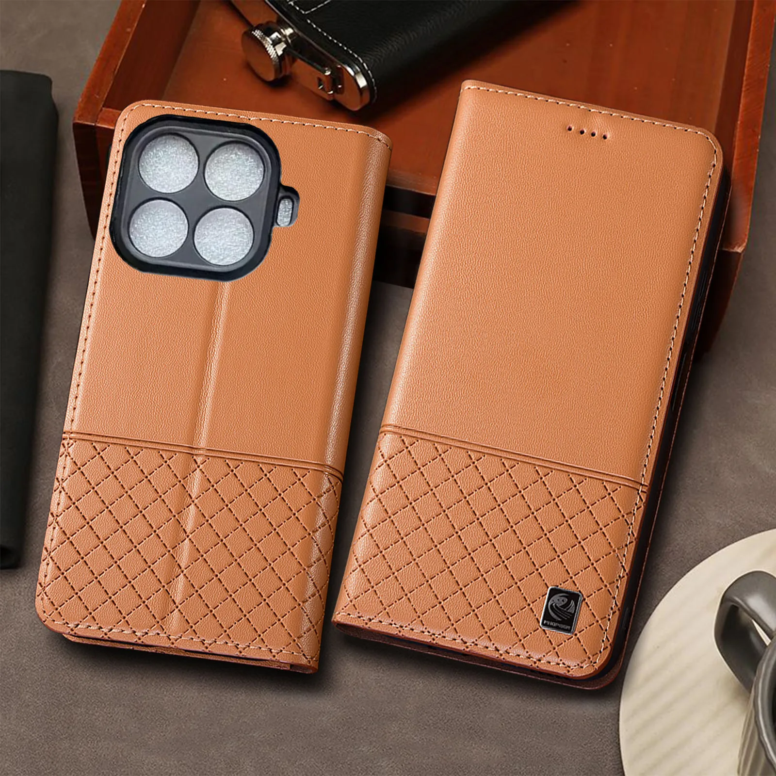 

For Xiaomi 12 12S 12X 12T 13 13T 14 14T 15 15S Pro Ultra Civi Lite Napa Below Grid Pattern Of Genuine Leather Flip Phone Case