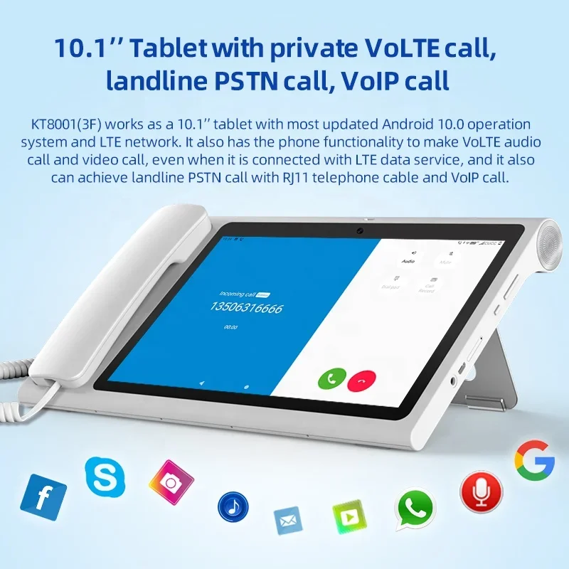 vendita calda KT8001(3F) Telefono wireless fisso intelligente da 10 pollici con videotelefono Android intelligente Telefono desktop AI per molte occasi