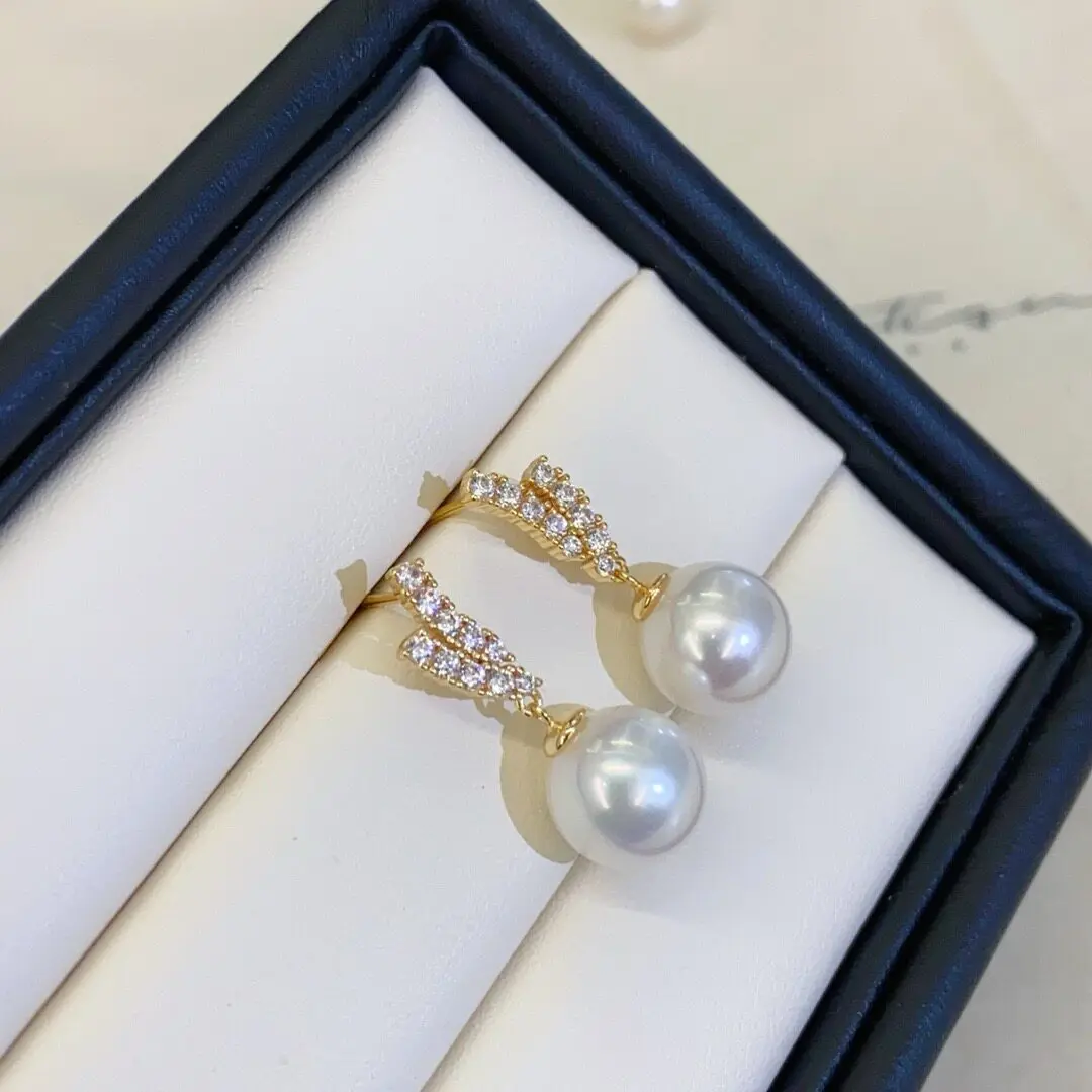 High temperament wheat ear goddess earrings AAAA10-11mm natural round pearl earrings 925s