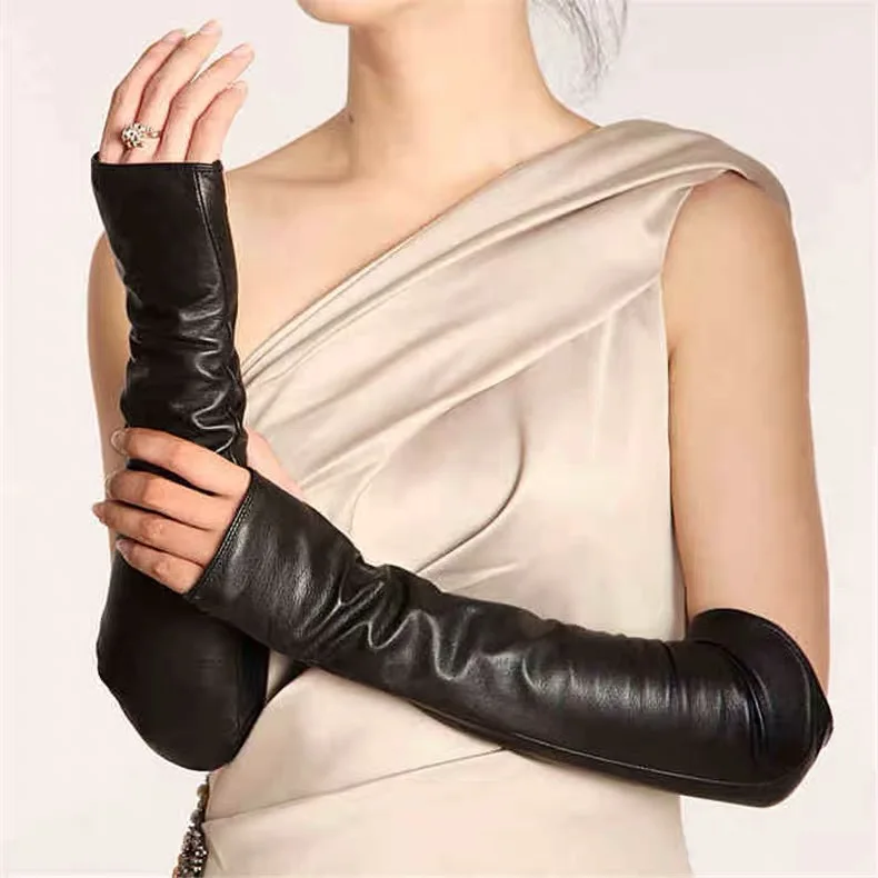 

Женские весенние тонкие перчатки из натуральной козьей кожи, 40 см, без молний, для вечерних мероприятий, оперные перчатки