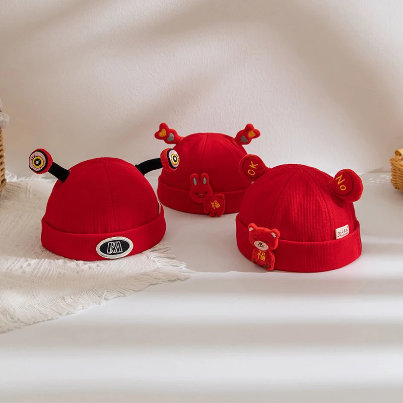 New Fashion Hats Soft Baby Hats Red Themed Hats Warm Hats Small Caps Breathable Hats For Babies Toddlers Newborn Children