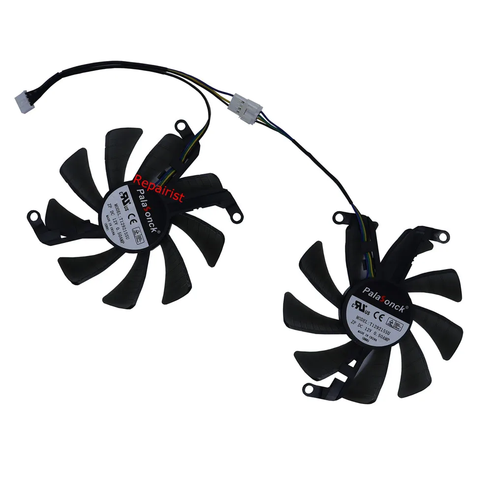 2Pcs/Set.T129215SU,Video Card Fan,VGA GPU Cooler,For KFA2 GeForce 2060,KFA2 GTX 1660 Ti,Replace FY09015M12LPA