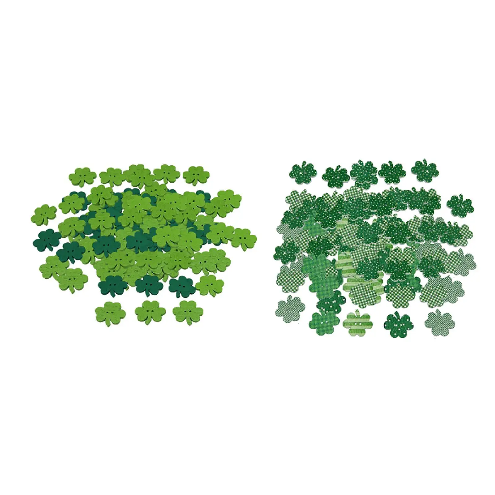 50 Pieces Wooden Shamrock Shaped Buttons 25mm Ornaments Irish ST Patrick's Day Wood Green Buttons for Coats Scrapbooking DIY