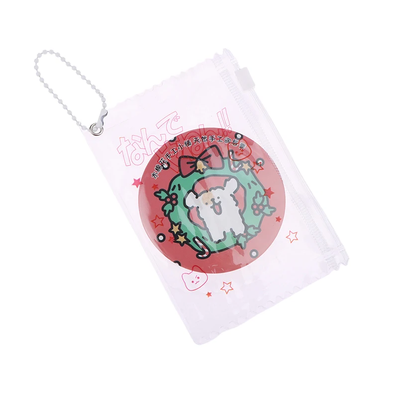 New 1Pc Cute Transparent Candy Bag Props Badge Storage Display Bag Pendant Protective Shell Card Sleeves Holder Bag