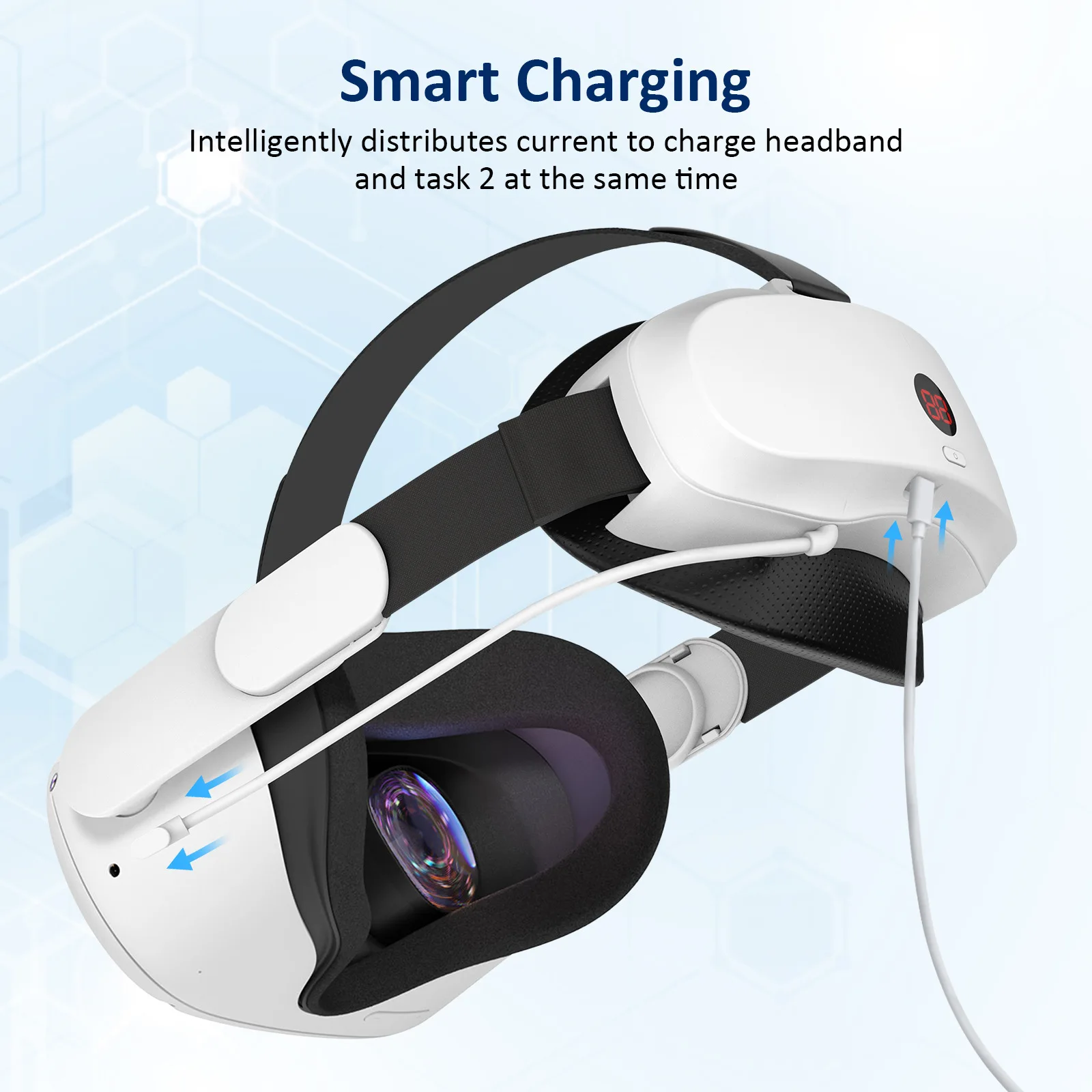 

Large Capacity 8000mAh Digital Display Replaces The Elite Headband, Adjustable Without Pressing The Face