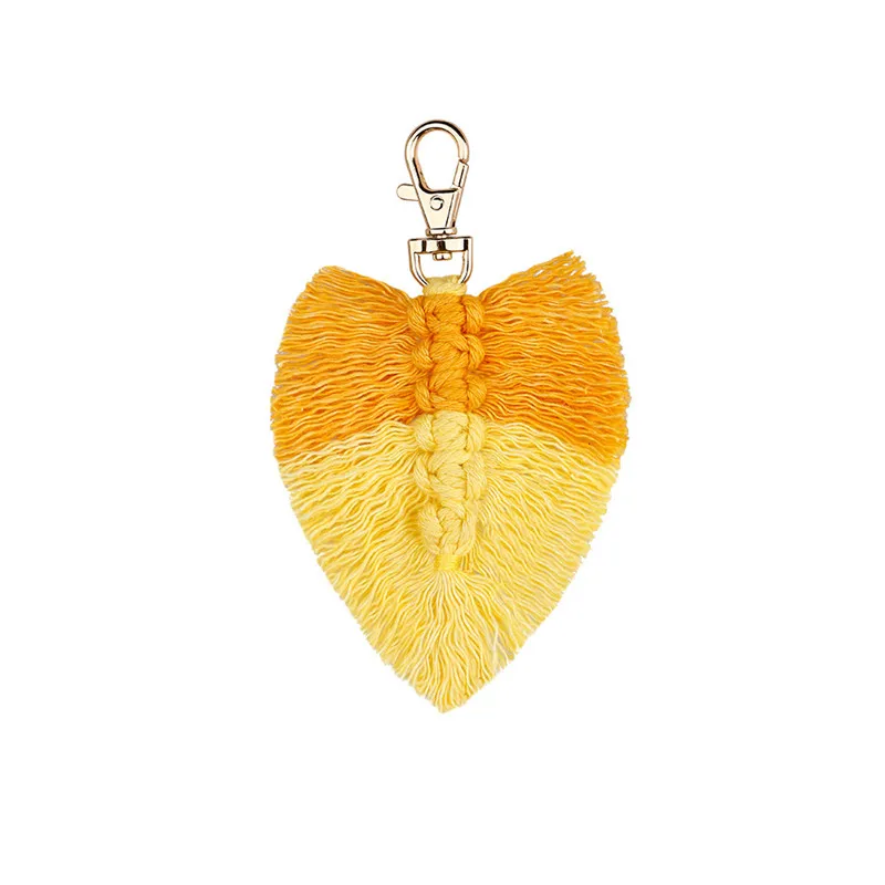 Creative Leaf Tassel Keychain for Women Girls Bohemian hand-Woven Tassel Charm Handbag Purse Pendant KeyChain
