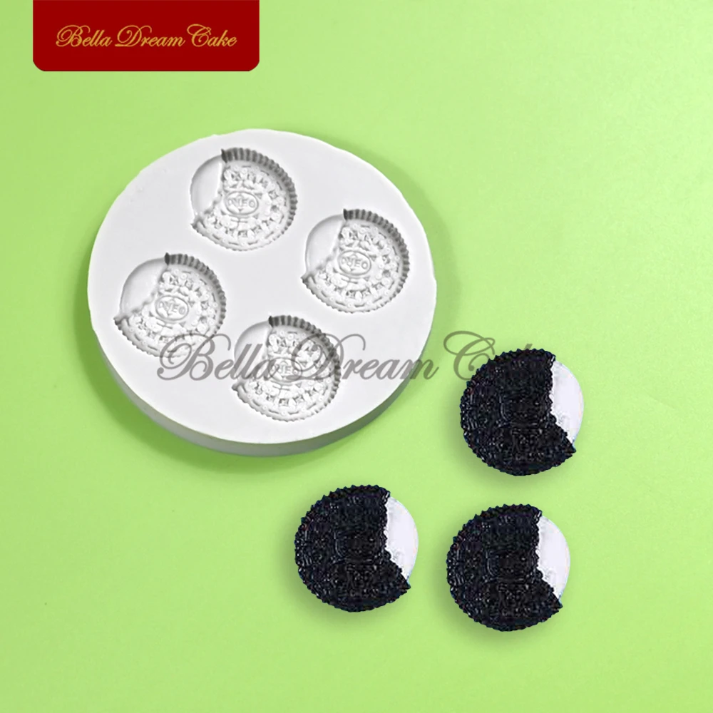 3D Mini Cream-filled Cookies Design Silicone Mold Biscuit Fondant Chocolate Mould DIY Clay Model Cake Decorating Tools Bakeware