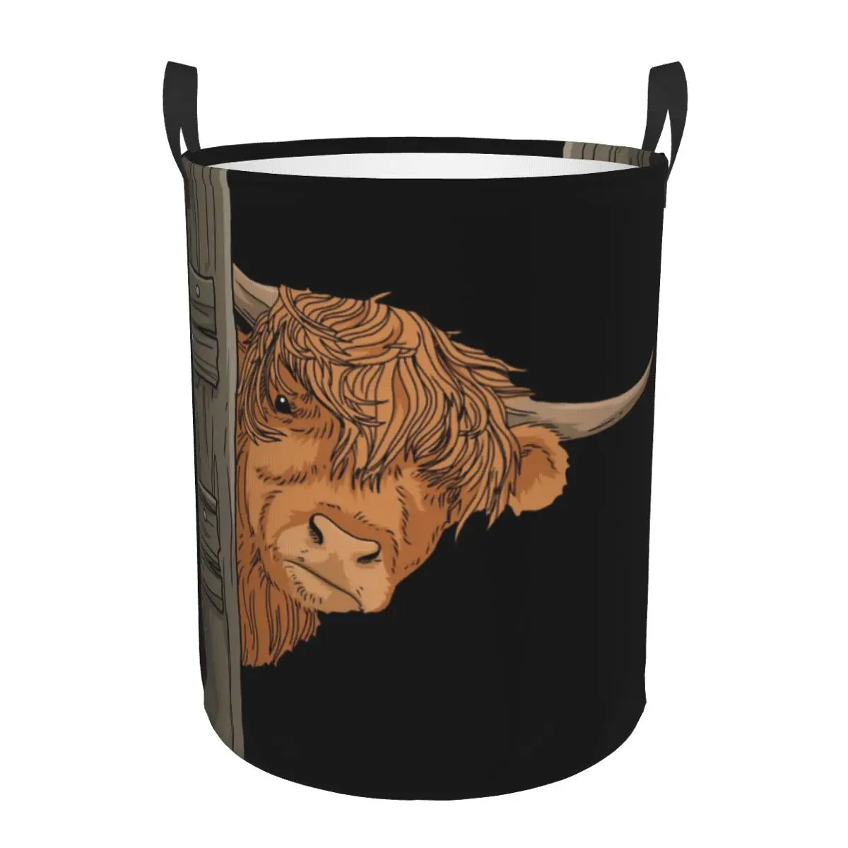 Custom Scottish Highland Cow Spirit Laundry Basket Collapsible Large Capacity Clothes Storage Bin Cattle Farm Animal Baby Hamper