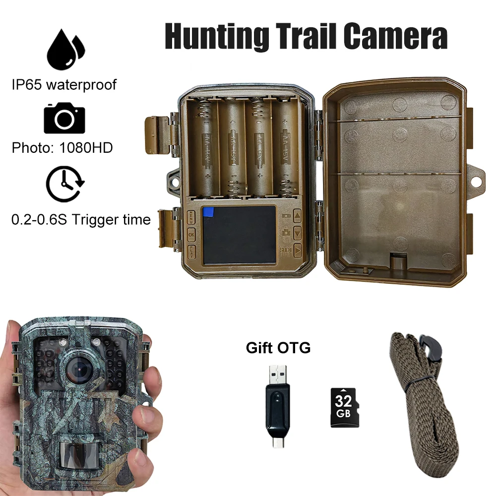 

Hunting Trail Camera 16MP Wildlife Animal Detector Trail Camera HD Waterproof Monitoring Infrared Heat Sensing Night Vision