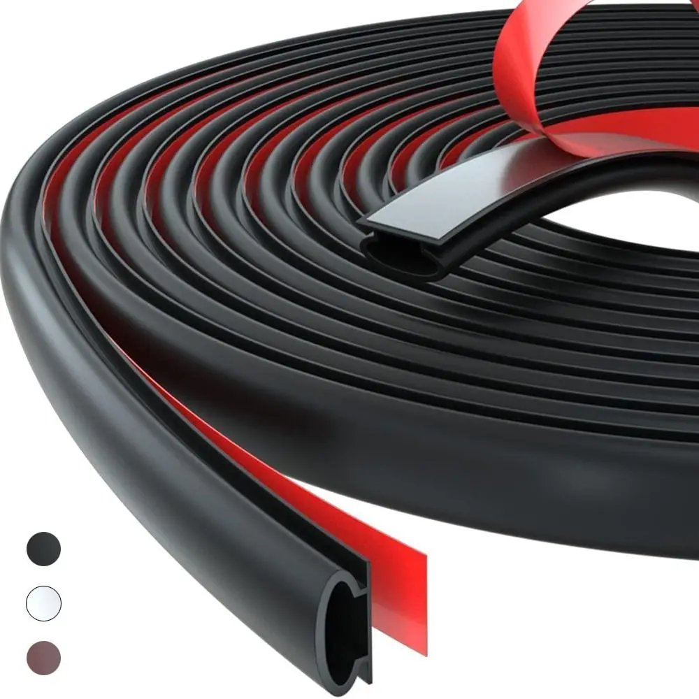 6m Soundproofing Weather Stripping Rubber D-Shape Door Frame Insulation Self-adhesive Windproof Door Seal Strip Household