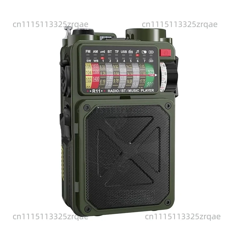 Outdoor Solar Emergency Hand Crank Dynamo Portable Vintage AM/FM/SW Full-band Radio BT5.0 Bluetooth Speaker With Flashlight SOS