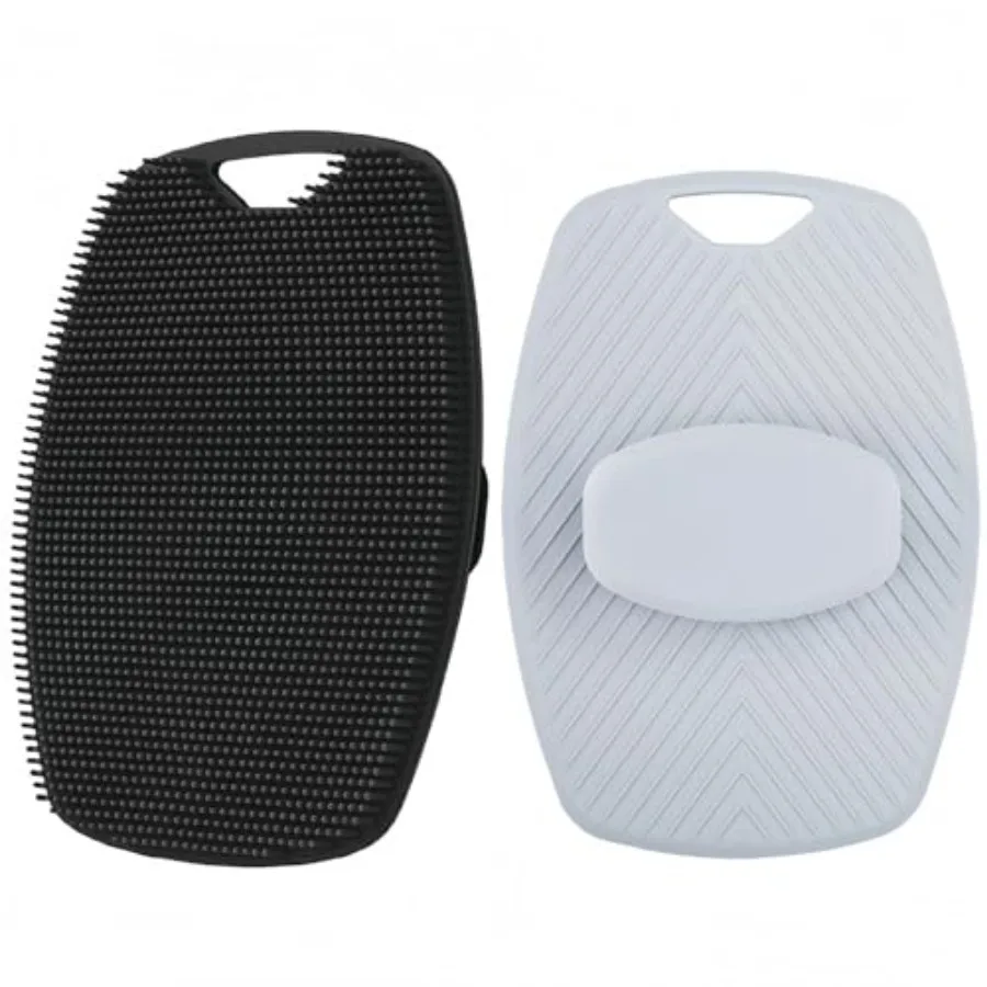 2 Pack Silicone Body Scrubber, Highly Elastic Bristles Handheld Brush for Shower, Lather Well and Gentle Exfoliating, Makes Ski