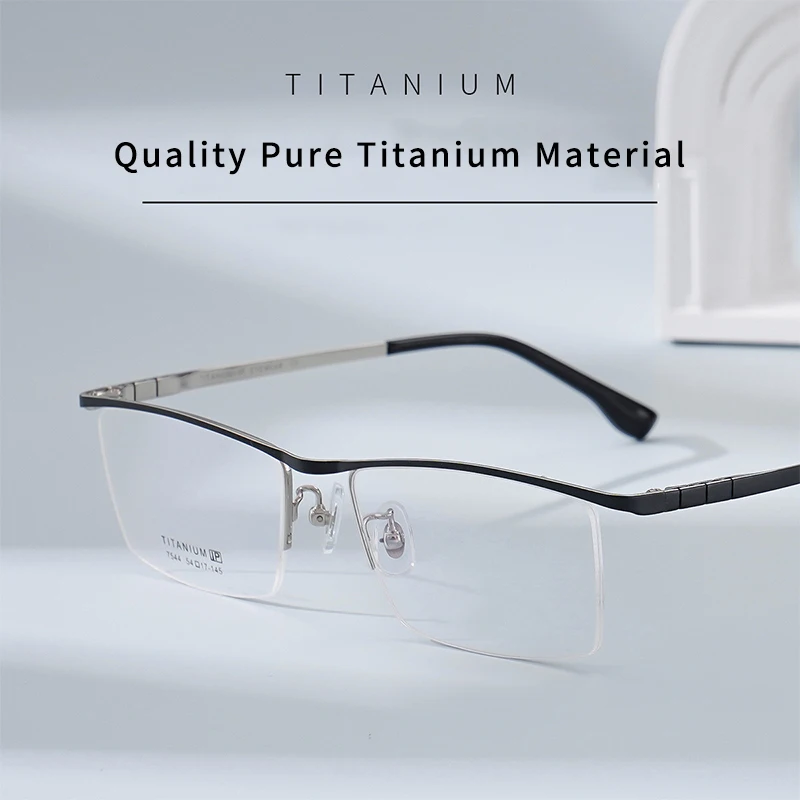 

MOMOJA Brand Men's Pure Titanium Glasses Frame Fashion Business Men Square Ultra-light Myopia Optics Prescription Eyewear 7544