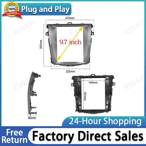 2 Din 9.7 Inch Car Radio Installation DVD GPS ABS PC Plastic Facia Plane Frame for TOYOTA Corolla Auris 2007-2013 Dash Kit