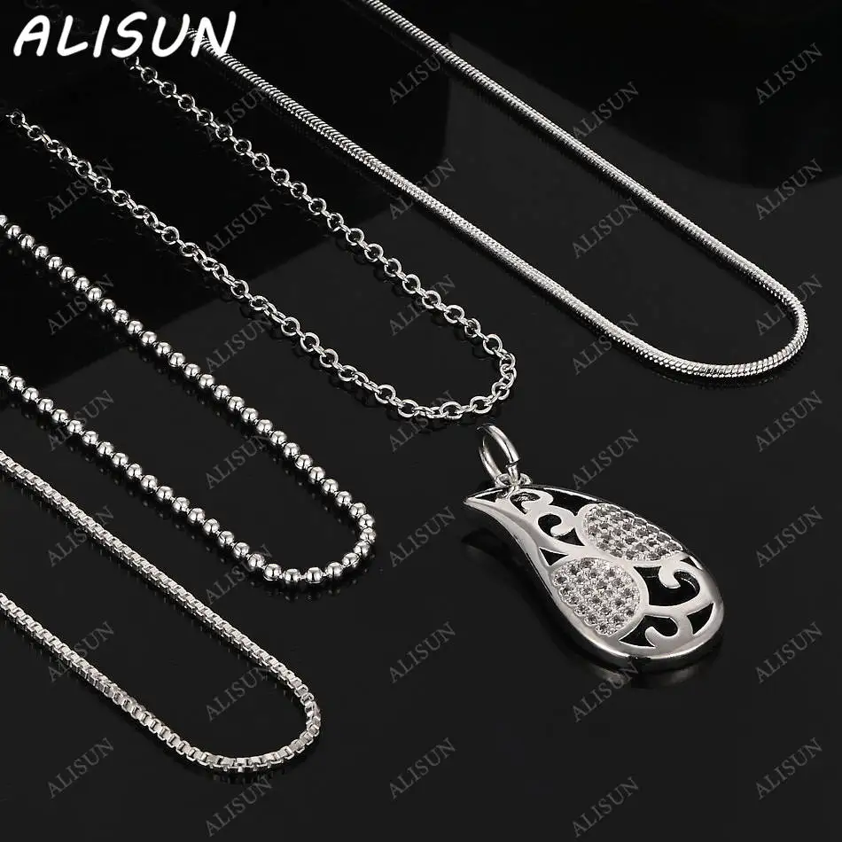 

ALISUN 40-75cm 925 Sterling Silver Zircon Water Drop Pendant Necklace For Women Men Birthday Gifts Fashion Party Fine Jewelry