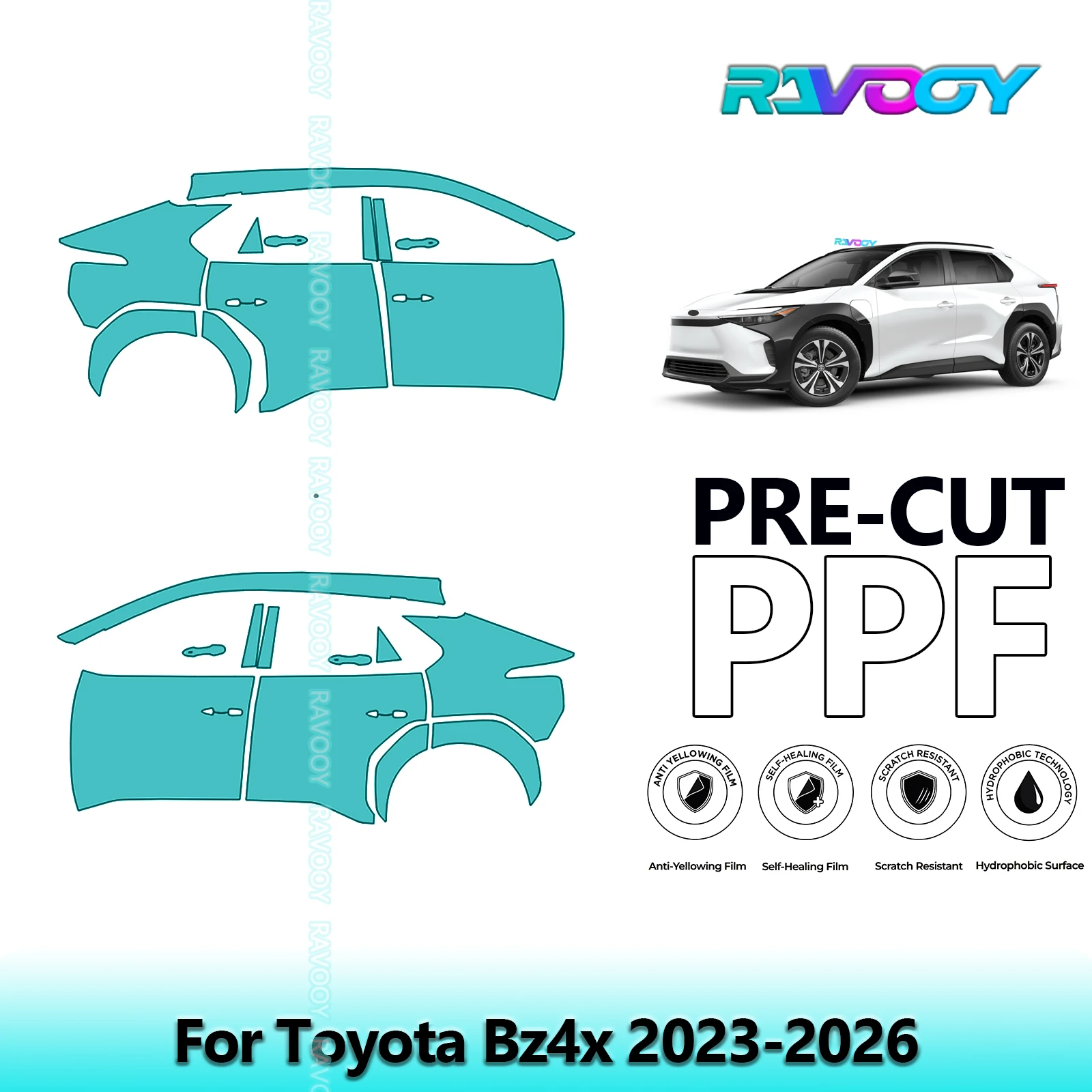

For Toyota Bz4x 2023-2026 8.5mil Clear Matte Pre-Cut PPF Door & A/B Pillar Kit TPU Paint Protection Film Set