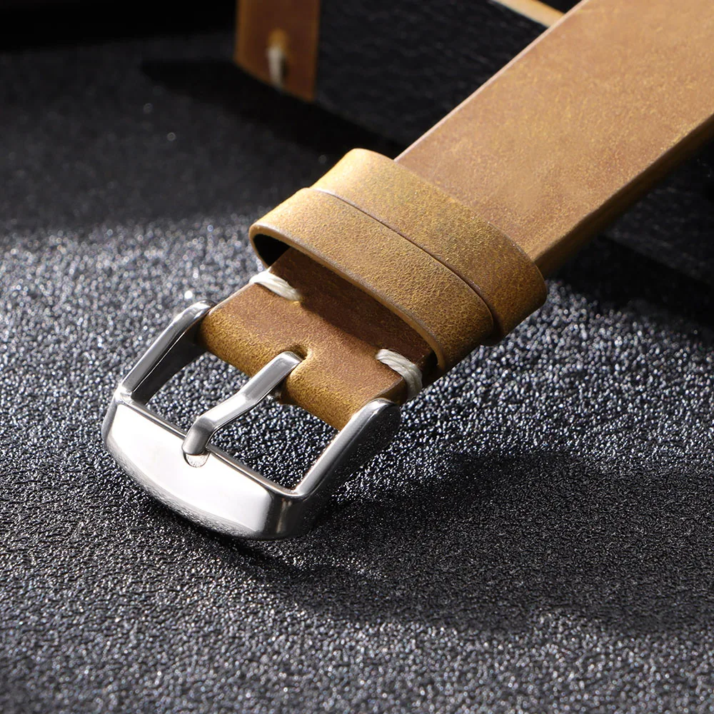 18mm 20mm 21mm 22mm 24mm Vintage Watch Band Stitching Crazy Horse Oil Cowhide Strap for Omega for Seiko Smartwatch Wristband