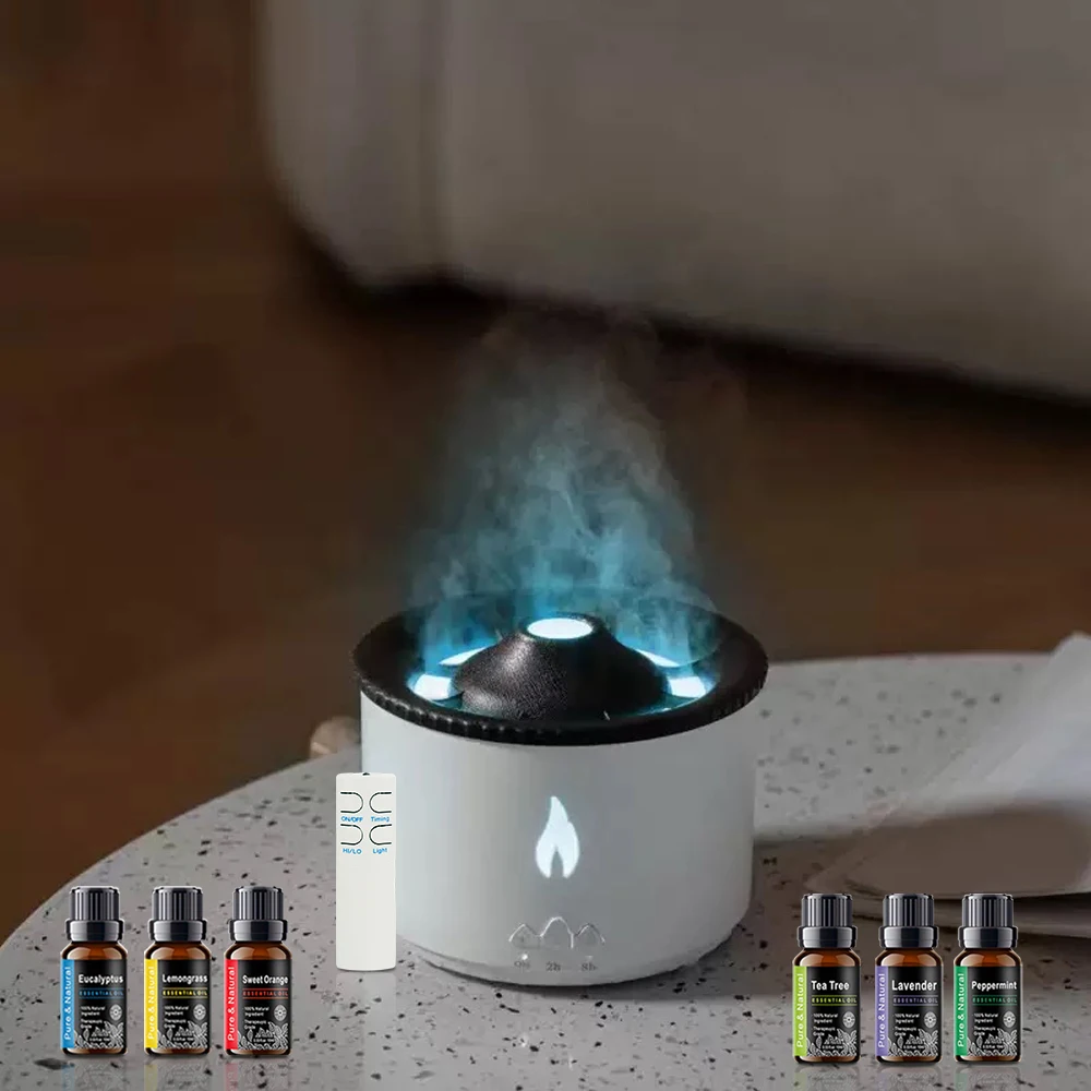 

Volcano Gift Bundle Remote-Controlled Aroma Diffuser/Humidifier + 6 Luxury Oils - Auto Shut-Off Makes Perfect Housewarming/Corp